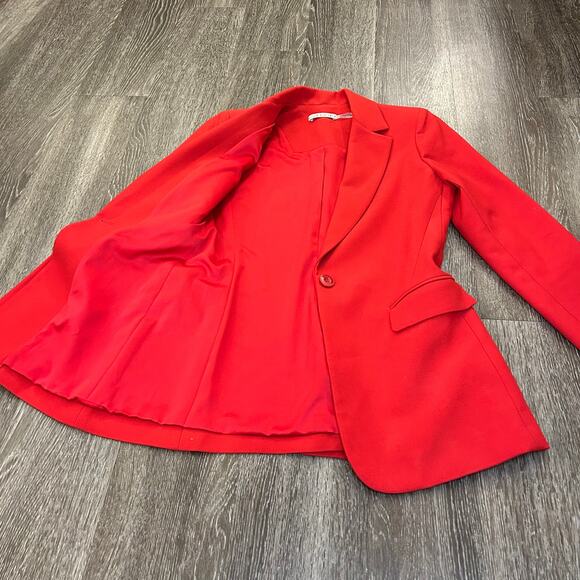 Alice + Olivia Denny Boyfriend Blazer 6 Red Single Button Tailored Jacket Suit - Picture 11 of 16
